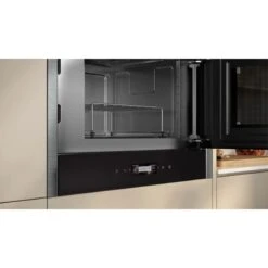 Neff N70 NR4GR31G1B Built In Microwave And Grill - Black With Graphite Grey Trim -Home Kitchen n e neff n70 nr4gr31g1b microwave and grill open2