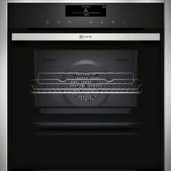 Neff N90 B48FT78H0B Bulit In Single Slide & Hide Electric Oven With Fullsteam & Home Connect - Stainless Steel