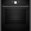 Neff N90 B64FT53G0B Bulit In Single Slide & Hide Electric Oven With Steam & Home Connect - Black With Graphite Grey Trim