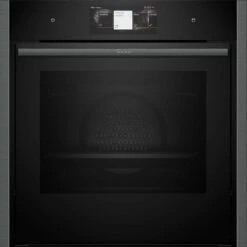 Neff N90 B64FT53G0B Bulit In Single Slide & Hide Electric Oven With Steam & Home Connect - Black With Graphite Grey Trim