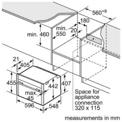Neff N90 C24MS31G0B Bulit In Compact Electric Oven & Microwave With Home Connect - Black With Graphite Grey Trim -Home Kitchen n e neff n90 c24ms31g0b compact oven and microwave dimensions3