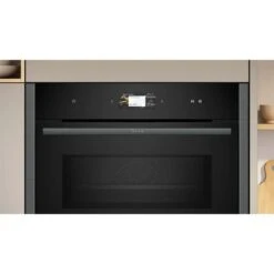 Neff N90 C24MS31G0B Bulit In Compact Electric Oven & Microwave With Home Connect - Black With Graphite Grey Trim -Home Kitchen n e neff n90 c24ms31g0b compact oven and microwave front