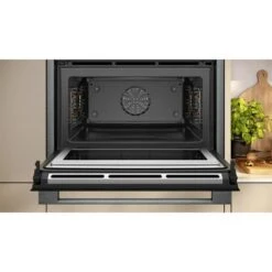 Neff N90 C24MS31G0B Bulit In Compact Electric Oven & Microwave With Home Connect - Black With Graphite Grey Trim -Home Kitchen n e neff n90 c24ms31g0b compact oven and microwave lifestyle2