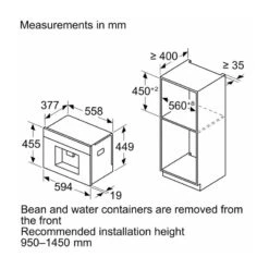Neff N90 CL4TT11G0 2.4L Built In Coffee Machine With Home Connect - Black With Graphite Grey Trim -Home Kitchen n e neff n90 cl4tt11g0 2.4l built in coffee machine dimensions