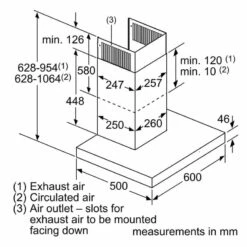 Neff N70 D65BMP5N0B 60cm Box Design Chimney Cooker Hood - Stainless Steel -Home Kitchen n e neff d65bmp5n0b dims