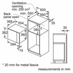 Neff N50 HLAWD53N0B Built-In Microwave - Black With Steel Trim -Home Kitchen n e neff hlawd53n0b dims