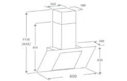 Prima+ 60cm Angled Chimney Hood - Stainless Steel - PRAE1002 -Home Kitchen p r prae1002 1