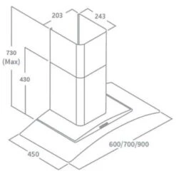 Prima 60cm Stainless Steel Curved Glass Chimney Hood - PRCGH008 -Home Kitchen p r prcgh008 1