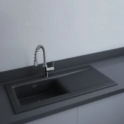RAK Ceramics Dream 2 Slim Single Bowl Kitchen Sink - Matt Black - OC201NTSL504A