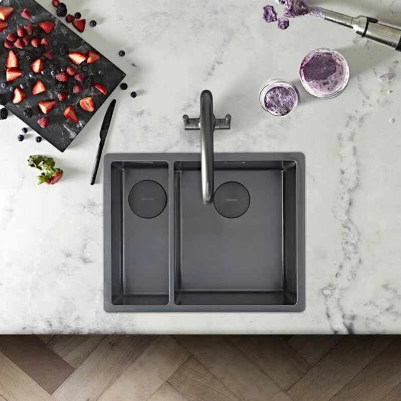 Rangemaster Spectra 1.5 Bowl Stainless Steel Kitchen Sink - Graphite - SPE3416RGR/ 1 Rangemaster Spectra 1.5 Bowl Stainless Steel Kitchen Sink - Graphite - SPE3416RGR/