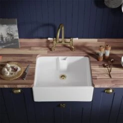 Thomas Denby Norfolk 1 Bowl Ceramic Traditional Sink - White - TNO600