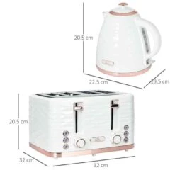 HOMCOM 1600W 1.7 Litre Rapid Boil Kettle & Toaster Set - Cream - 800-162V70CW -Home Kitchen uvwa12188f7dcb2bb.jpg