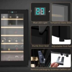 HOMCOM 24 Bottles Wine Cooler With Touch Screen Control - Black - 800-150V70 -Home Kitchen zw0d7218a831ce8b5.jpg